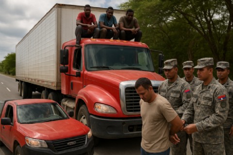 VIDEO | Ejército detiene a un camionero que transportaba a cinco haitianos indocumentados en San Juan de la Maguana