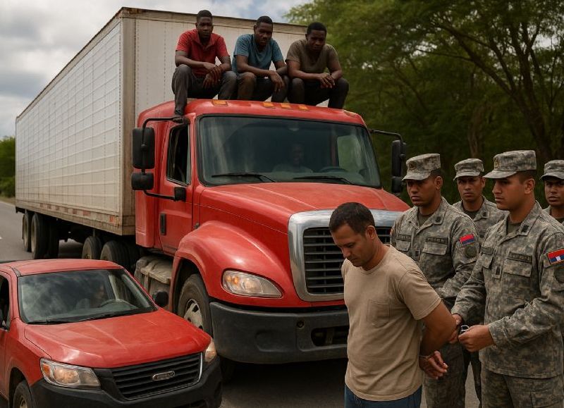 VIDEO | Ejército detiene a un camionero que transportaba a cinco haitianos indocumentados en San Juan de la Maguana